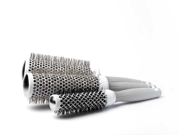 Photo hairdresser tools in beauty salon on white background