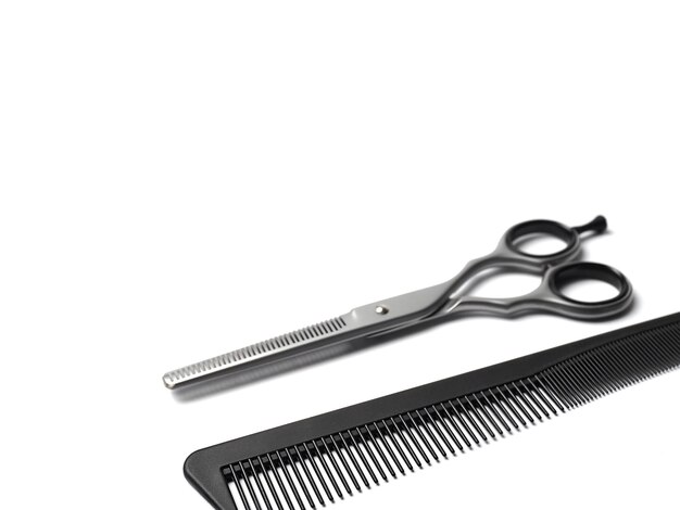 Photo hairdresser tools in beauty salon on white background