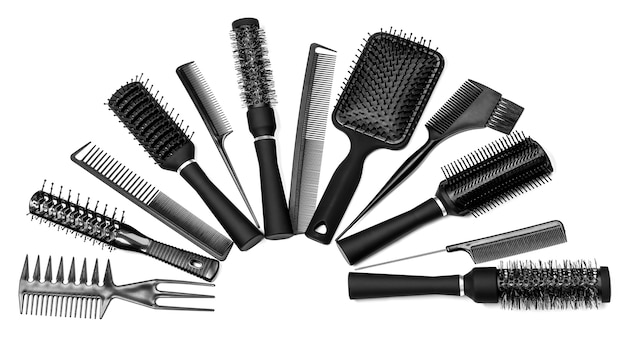 Hairdressing tools on white