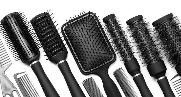 Hairdressing tools on white