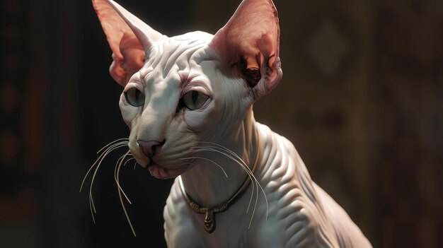 Hairless cat digital art illustration Generative AI