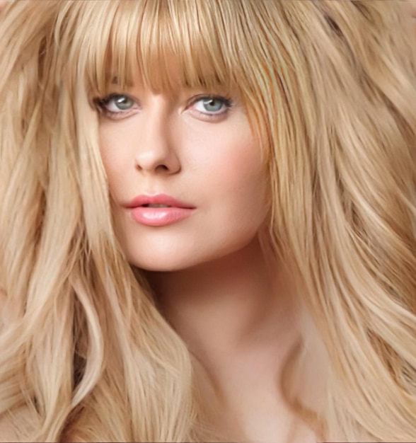 Hairstyle beauty and hair care beautiful blonde woman with long blond hair glamour portrait for hair salon and haircare