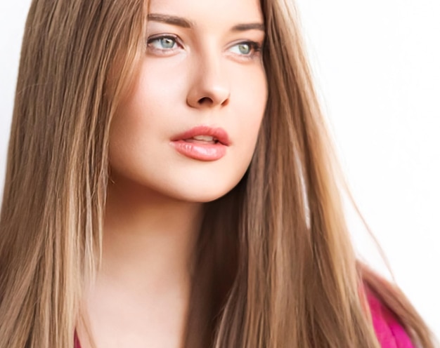 Hairstyle beauty and hair care beautiful woman with long natural brown hair glamour portrait for hair salon and haircare