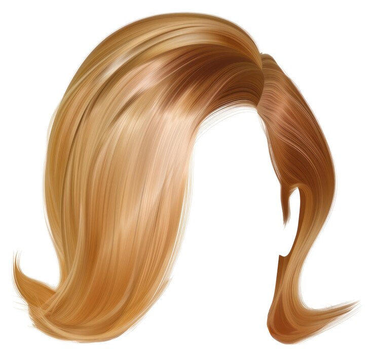 Photo hairstyle blonde wig white background