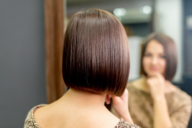 Hairstyle of woman in salon