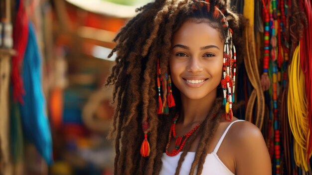  Premium Photo | Hairstyle womens afro braids smile