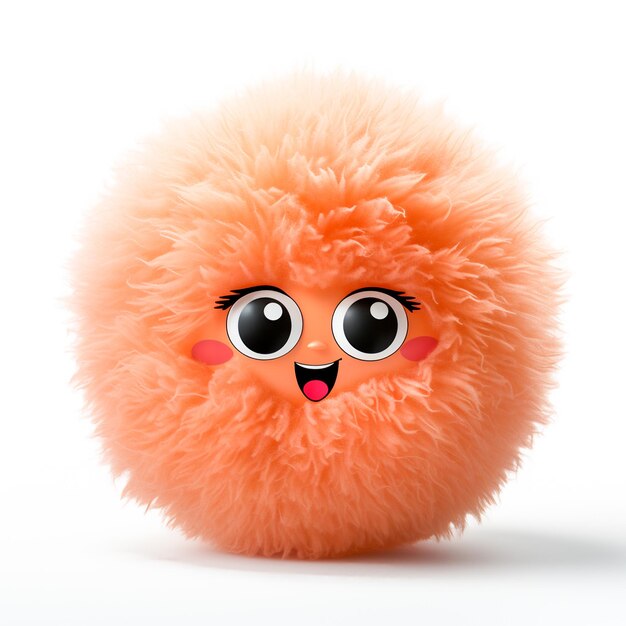 Hairy Peach Cartoon Face in a Cute Pose