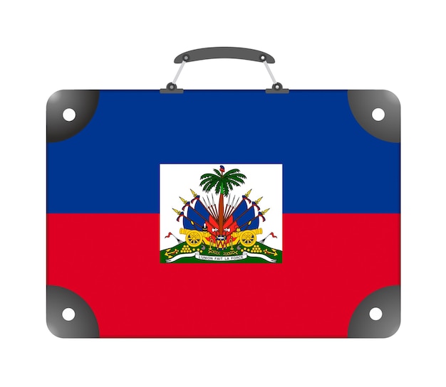 Haiti country flag in the form of a travel suitcase on a white background - illustration