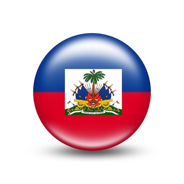 Haiti country flag in sphere with white shadow - illustration
