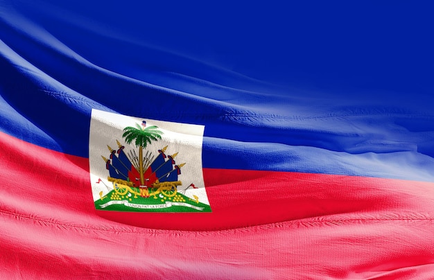 Haiti flag waving in the sky