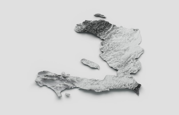 Haïti Kaart Vlag Schaduwrijk reliëf Kleur Hoogtekaart op witte Achtergrond 3d illustratie