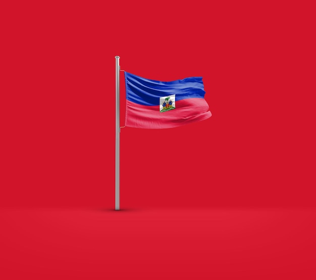 haiti national flag waving with mast