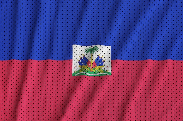 Haïti vlag gedrukt op een polyester nylon sportkleding mesh stof