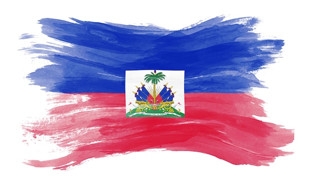 Haïti vlag penseelstreek, nationale vlag op witte achtergrond