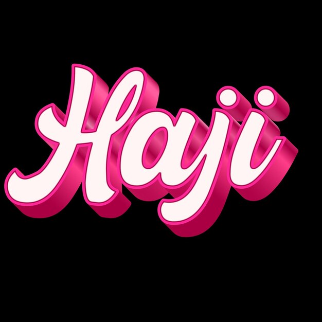 Haji Typography 3D Design Pink Black White Background Photo JPG