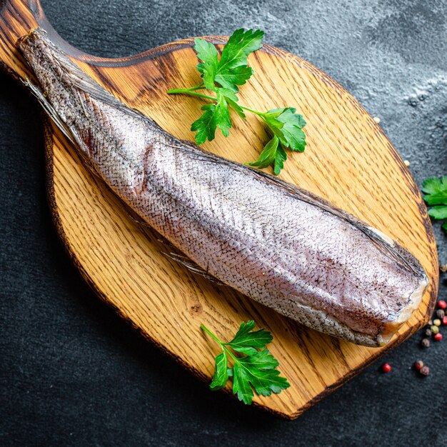 hake fish raw fillet seafood omega diet pescetarian