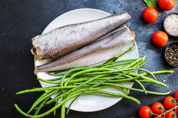 Hake raw fish cut seafood ingredient