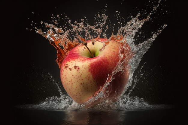 Half apple splashing ai generative