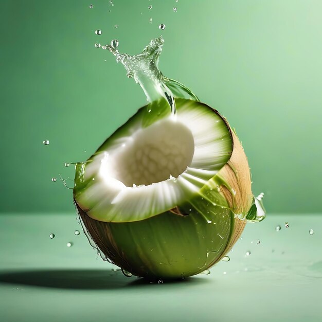 a half of an avocado is being splashed with water