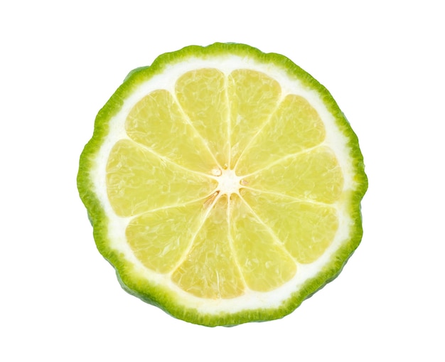 A Half of bergamot isolated on white background