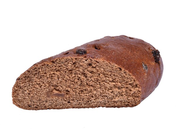 Half a black bread on a white background