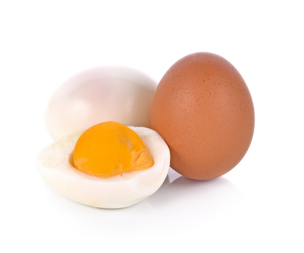 Half of Boiled egg isolated on white background