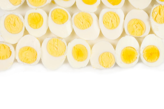 Photo half boiled eggs background