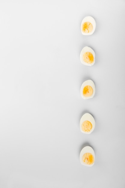 Half of boiled eggs yolk and white 