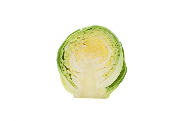 Half of brussels sprout isolated on white surface