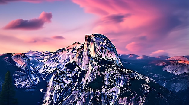 Photo half dome rock yosemite national park at sunset