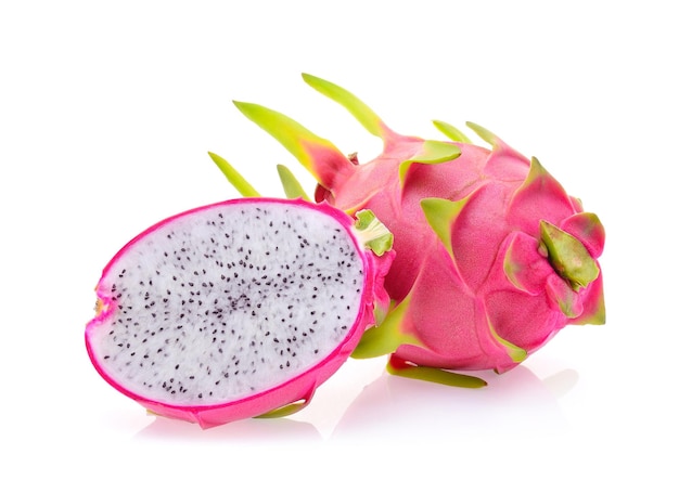 Half of dragon fruit isolated on white background