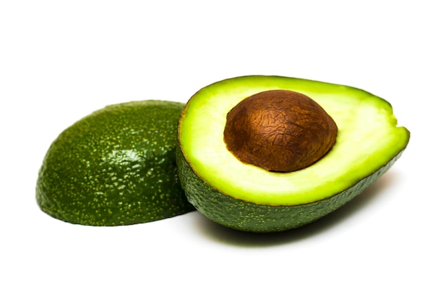 Half of fresh avocado isolated on white.