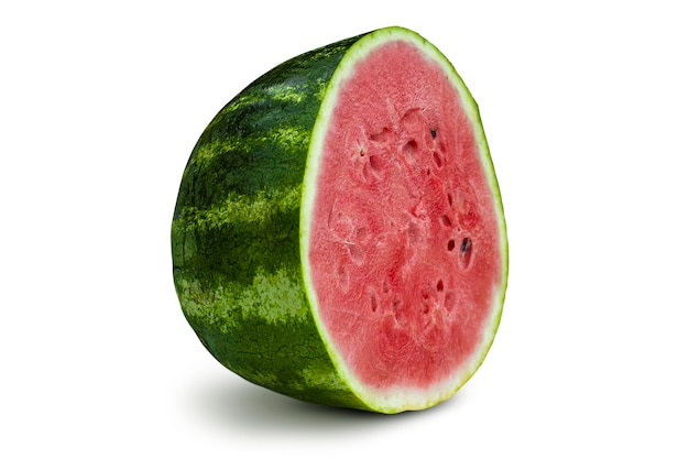 Half of a fresh juicy ripe watermelon in a cut isolated on a white background