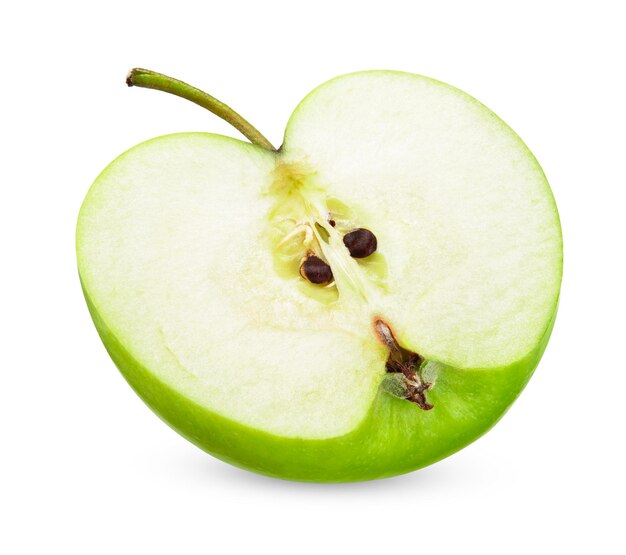 Half green apple isolated on white background apple clipping path