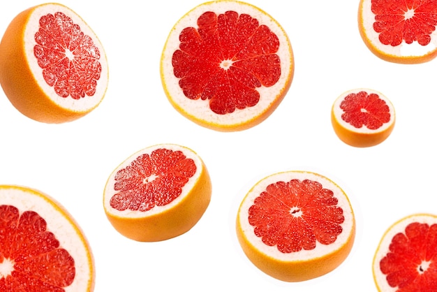 Half juicy grapefruit isolated on white background