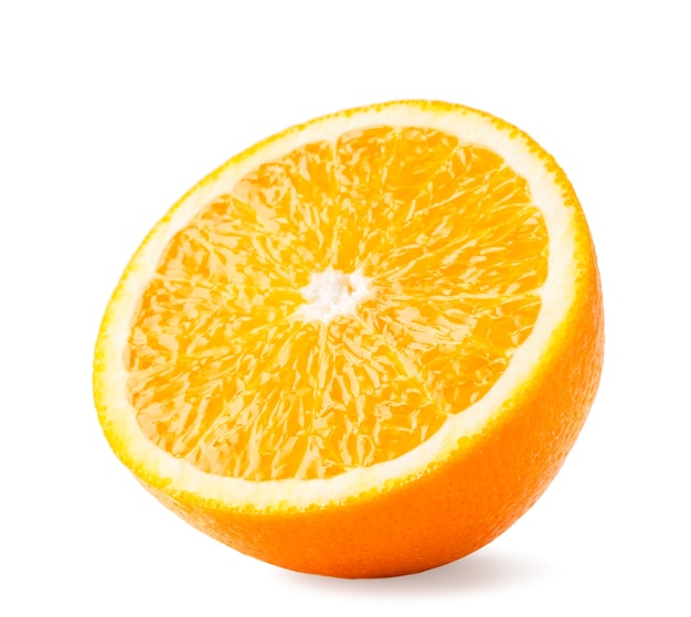 Half of juicy orange close up, isolated.