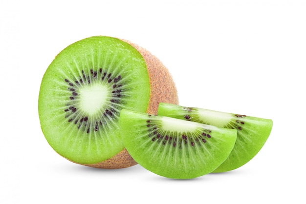 Half kiwifruit op witte ruimte