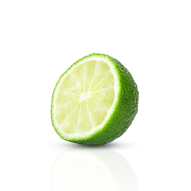 Half of lime citrus fruit isolated