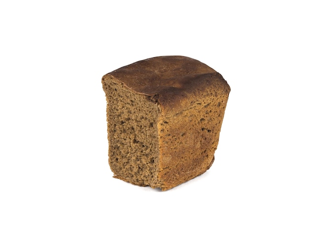 Half a loaf of rye bread isolated on a white background