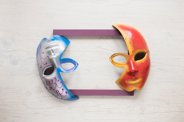 Photo half masks on frame