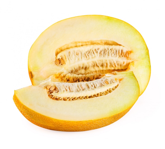 Half of melon with a slice