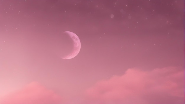 a half moon is seen in the sky with clouds Cute Aesthetic Wallpapers Images