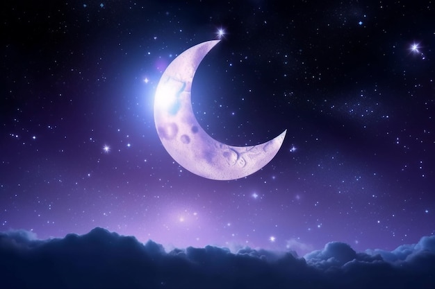 A half moon in the sky Islamic background Ramadhan background