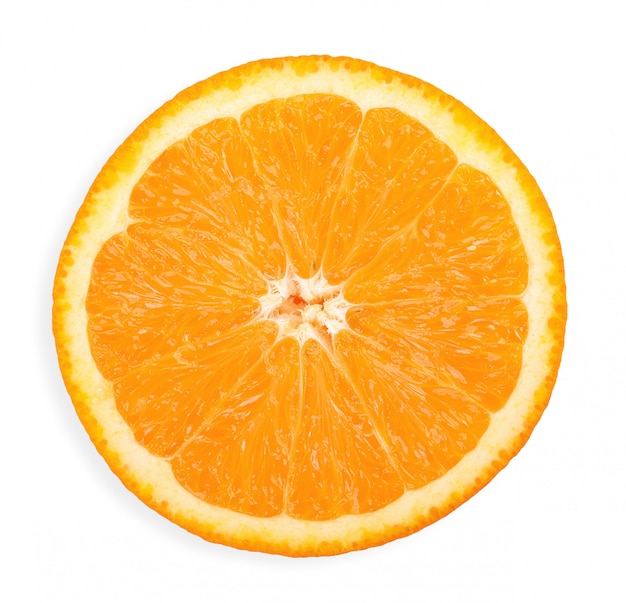 Half orange isolated on white clipping path