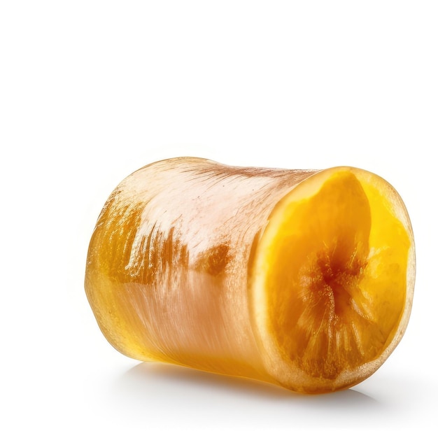 A half of a orange that has a stem.