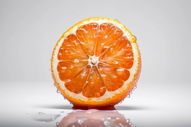 흰색 배경에 있는 오렌지의 절반 AI 생성