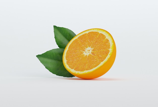 Half orange with leaves