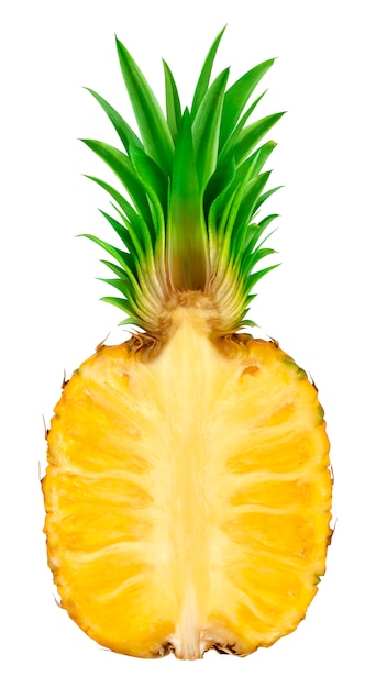 Photo half of pineapple isolated