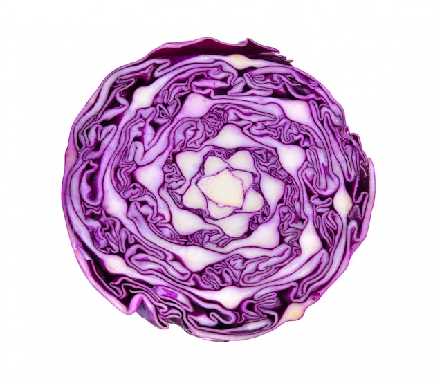 Half Purple cabbage isolated on white