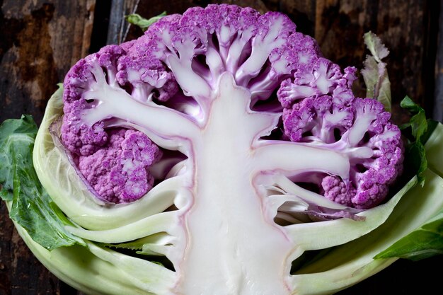 Half of purple cauliflower, close-up